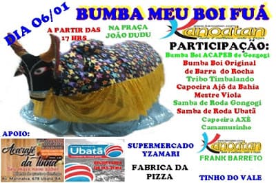 UBATÃ: KANOATAN PROMOVE FESTA DE BUMBA-MEU BOI EM 06 DE JANEIRO