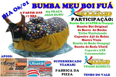 UBATÃ: KANOATAN PROMOVE FESTA DE BUMBA-MEU BOI EM 06 DE JANEIRO
